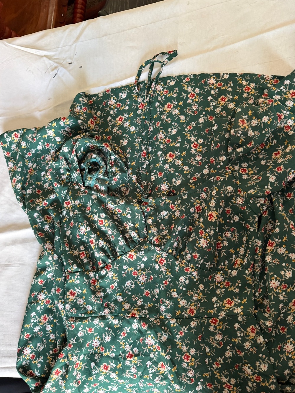 Floral Tie-Back Green Women’s dress